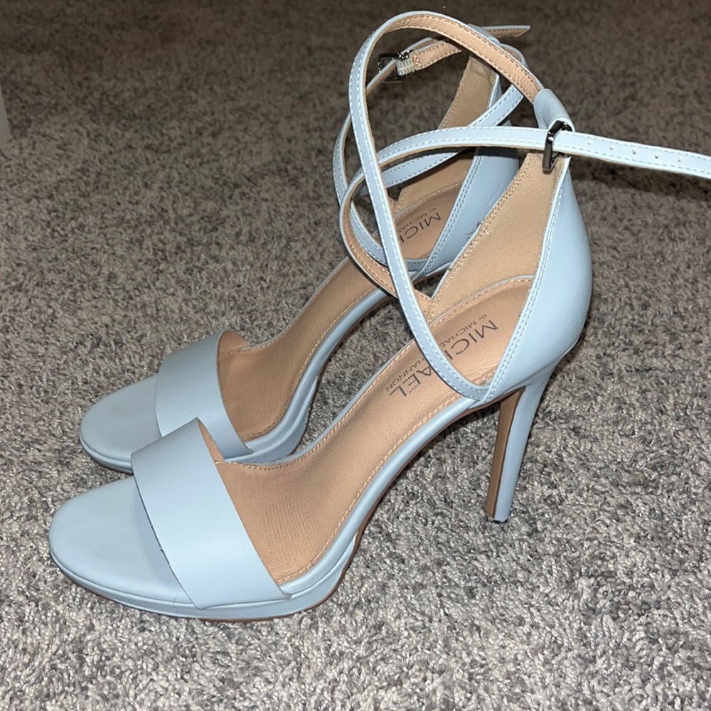 Light blue heels worn once